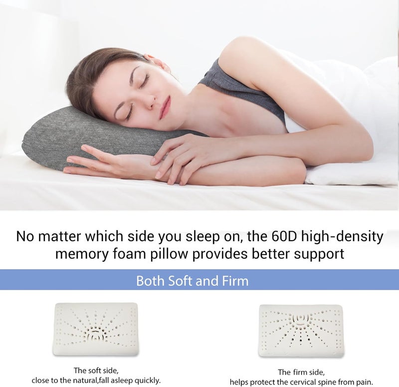 LSFFM Travel & Camping Memory Foam Pillow, Travel Essentials, Hammock Pillows with Double-Layered Pillow Cover, Easy to Clean, Compact Travel Pillows for Sleeping (Grey) - Image 2